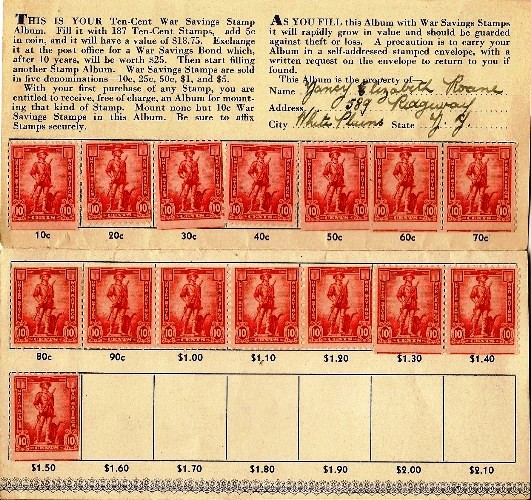 First page of a war bond stamp book